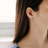 TrustDavis 925 Silver Cross Hoop Earring Wedding Party Fine S925 Jewelry