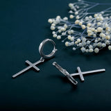 TrustDavis 925 Silver Cross Hoop Earring Wedding Party Fine S925 Jewelry