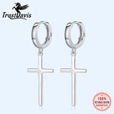 TrustDavis 925 Silver Cross Hoop Earring Wedding Party Fine S925 Jewelry