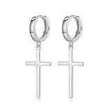 TrustDavis 925 Silver Cross Hoop Earring Wedding Party Fine S925 Jewelry
