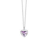 TrustDavis 925 Silver Pink CZ Heart Necklace Wedding Jewelry Gift