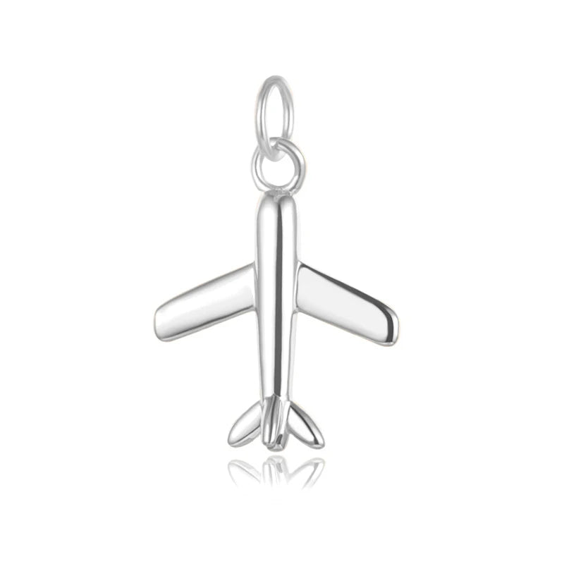 TrustDavis 925 Silver Plane Aircraft Charm Pendant DIY Jewelry HY134