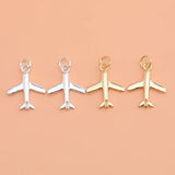 TrustDavis 925 Silver Plane Aircraft Charm Pendant DIY Jewelry HY134