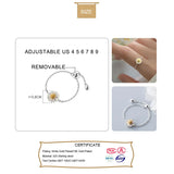 Davis 925 Silver Daisy Flower Chain Ring for Women Wedding Party