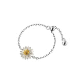 Davis 925 Silver Daisy Flower Chain Ring for Women Wedding Party