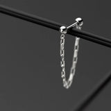 Real 925 Sterling Silver Pretty Chain Beads Stud Earrings For Women
