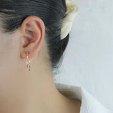Real 925 Sterling Silver Pretty Chain Beads Stud Earrings For Women
