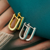 TrustDavis 925 Silver CZ Charm Hoop Earrings Wedding Party Jewelry
