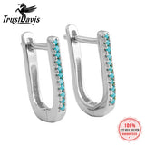 TrustDavis 925 Silver CZ Charm Hoop Earrings Wedding Party Jewelry