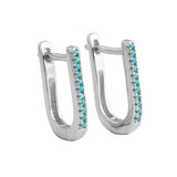 TrustDavis 925 Silver CZ Charm Hoop Earrings Wedding Party Jewelry