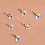 TrustDavis 925 Silver Rainbow Aircraft Charm Pendant