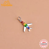 TrustDavis 925 Silver Rainbow Aircraft Charm Pendant