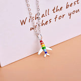 TrustDavis 925 Silver Rainbow Aircraft Charm Pendant