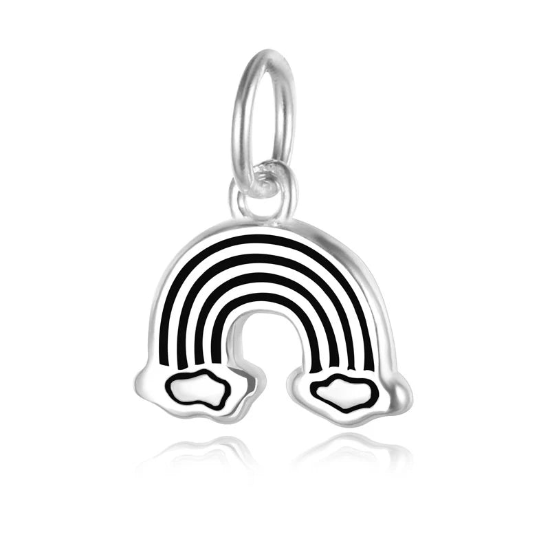 TrustDavis 925 Sterling Silver Rainbow Clouds Charm Pendant DIY Accessories