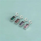TrustDavis 925 Silver Rectangle CZ Pendant DIY Necklace Bracelet Accessory