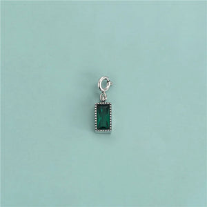 TrustDavis 925 Silver Rectangle CZ Pendant DIY Necklace Bracelet Accessory