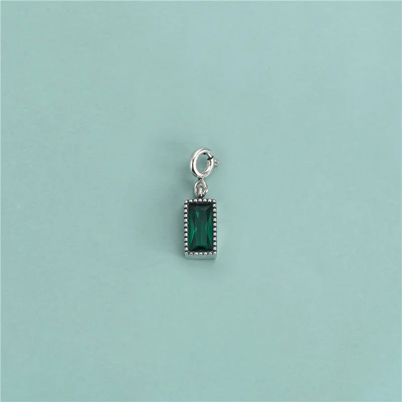 TrustDavis 925 Silver Rectangle CZ Pendant DIY Necklace Bracelet Accessory