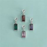 TrustDavis 925 Silver Rectangle CZ Pendant DIY Necklace Bracelet Accessory