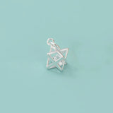 TrustDavis 925 Sterling Silver Rhombus CZ Charm Pendant DIY Accessories