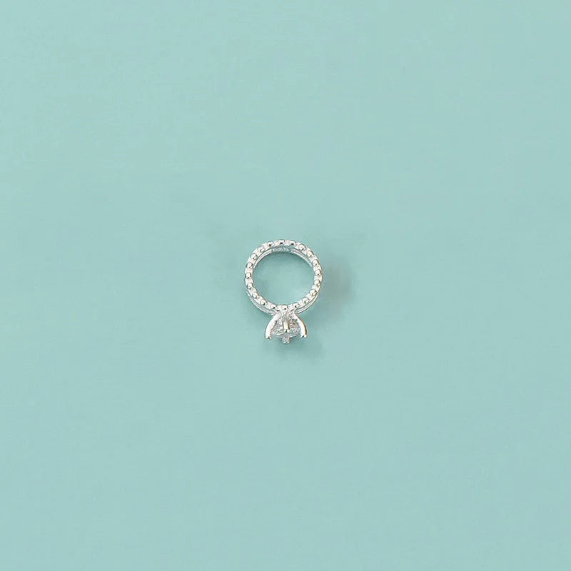 TrustDavis 925 Silver Ring Zircon Charm Pendant DIY Accessory