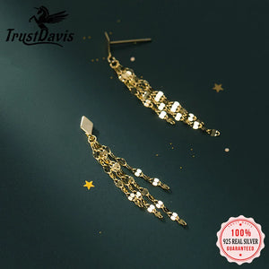 Davis 925 Silver Romantic Tassel Stud Earrings Wedding Jewelry