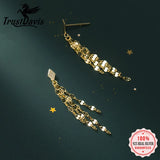 Davis 925 Silver Romantic Tassel Stud Earrings Wedding Jewelry