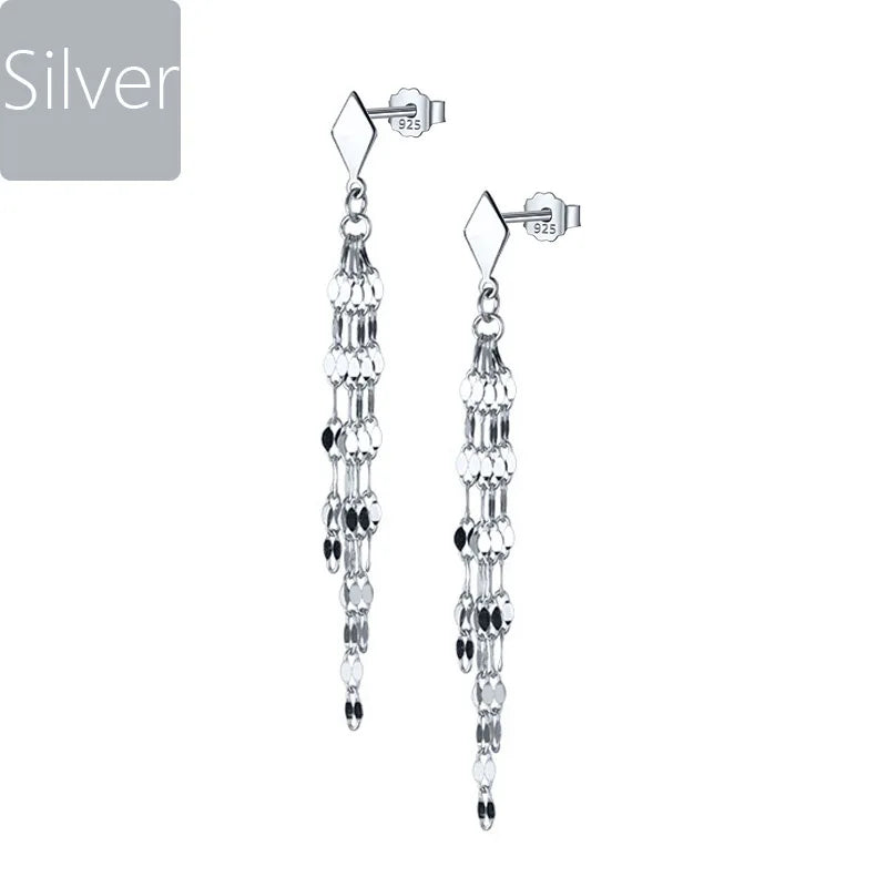 Davis 925 Silver Romantic Tassel Stud Earrings Wedding Jewelry