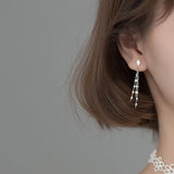 Davis 925 Silver Romantic Tassel Stud Earrings Wedding Jewelry