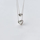 925 Sterling Silver Double Heart Chain Necklace For Women Wedding