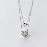 925 Sterling Silver Double Heart Chain Necklace For Women Wedding