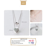 925 Sterling Silver Double Heart Chain Necklace For Women Wedding