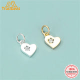 TrustDavis 925 Sterling Silver Heart Charm Pendant DIY Jewelry