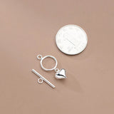TrustDavis 925 Sterling Silver Heart OT Clasp Pendant DIY Jewelry