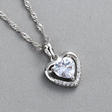 TrustDavis 925 Silver Heart CZ Charm Pendant DIY Jewelry