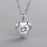 TrustDavis 925 Silver Heart CZ Charm Pendant DIY Jewelry