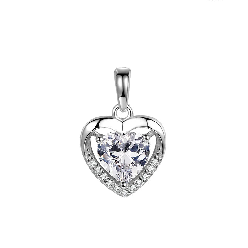 TrustDavis 925 Silver Heart CZ Charm Pendant DIY Jewelry