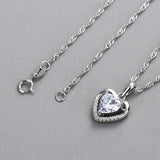 TrustDavis 925 Silver Heart CZ Charm Pendant DIY Jewelry