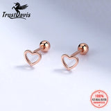 TrustDavis 925 Silver Romantic Heart Love Stud Earrings Wedding Jewelry