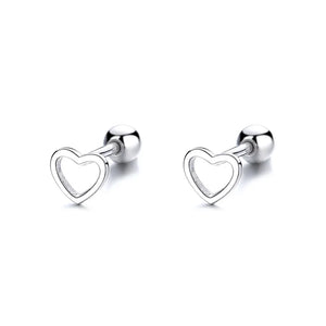 TrustDavis 925 Silver Romantic Heart Love Stud Earrings Wedding Jewelry