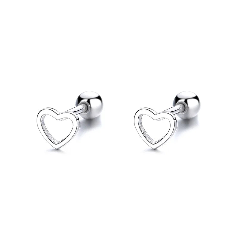 TrustDavis 925 Silver Romantic Heart Love Stud Earrings Wedding Jewelry