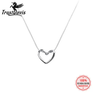 TrustDavis 925 Sterling Silver Heart Necklace For Women Wedding Jewelry