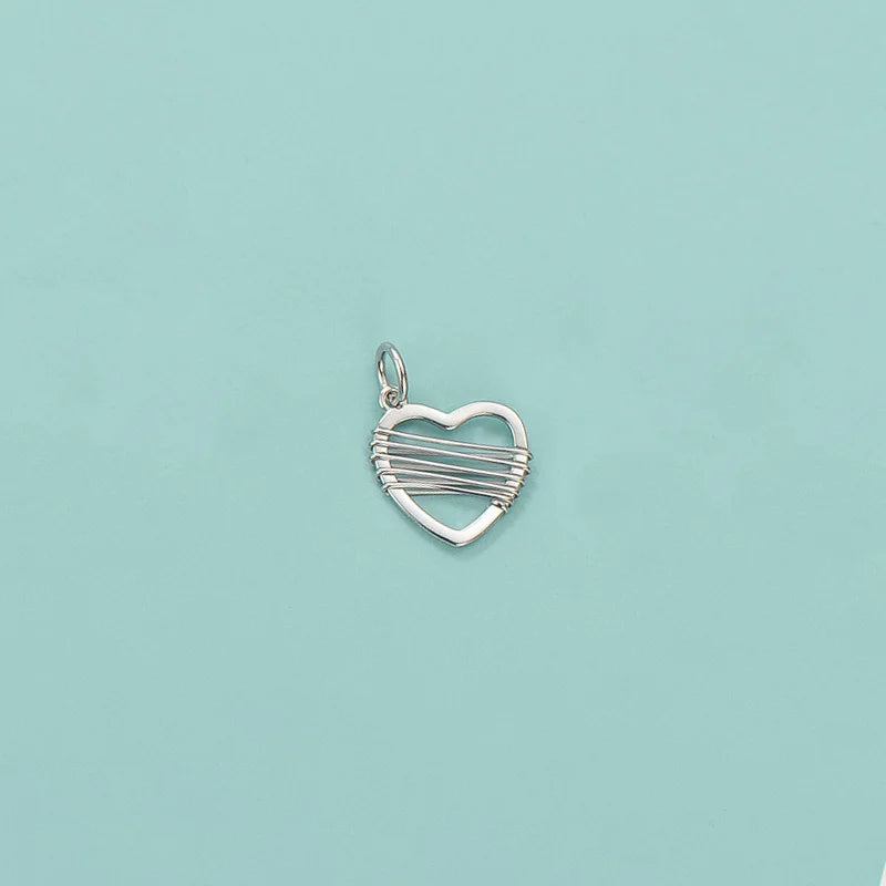 TrustDavis 925 Silver Knit Heart Charm Pendant Jewelry HY323