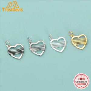 TrustDavis 925 Silver Knit Heart Charm Pendant Jewelry HY323