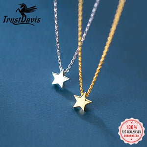 TrustDavis 925 Silver Mini 5mm Star Necklace For Women