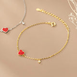 TrustDavis 925 Sterling Silver Red Heart CZ Bracelet For Women