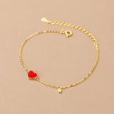 TrustDavis 925 Sterling Silver Red Heart CZ Bracelet For Women