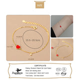 TrustDavis 925 Sterling Silver Red Heart CZ Bracelet For Women