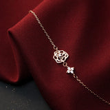 Davis 925 Sterling Silver Rose Flower Zircon Bracelet Women Jewelry