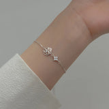 Davis 925 Sterling Silver Rose Flower Zircon Bracelet Women Jewelry