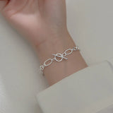 Davis 925 Sterling Silver Heart Love Chain Bracelet Romantic Sweet Wedding